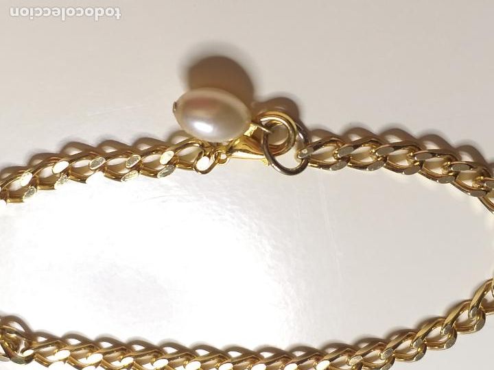 Joyeria: Pulsera. Dorada y perla de imitaci&oacute;n. 22 cm de largo. - Foto 5