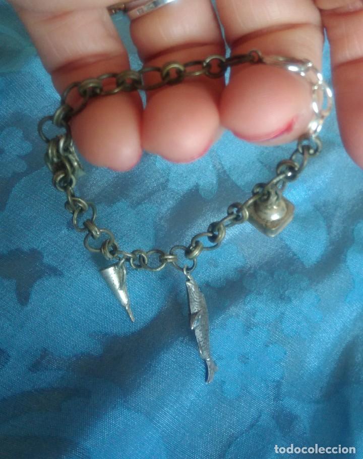 Joyeria: PULSERA ANTIGUA DE DIGES CON PEZ DE PLATA - Foto 5