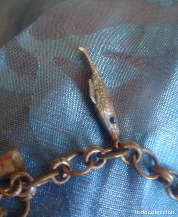 Joyeria: PULSERA ANTIGUA DE DIGES CON PEZ DE PLATA - Foto 9