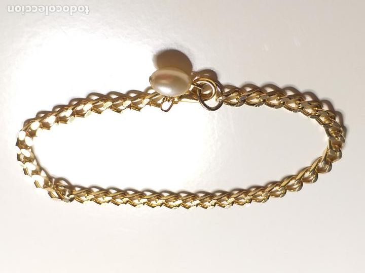 Joyeria: Pulsera. Dorada y perla de imitaci&oacute;n. 22 cm de largo. - Foto 8