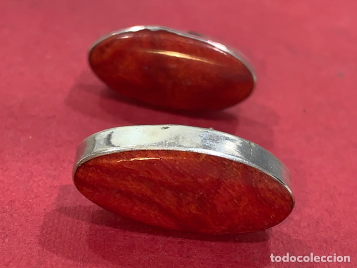 Joalharia: Preciosa pareja de pendientes en plata de Ley y piedra mineral color gigante. Plata contrastada