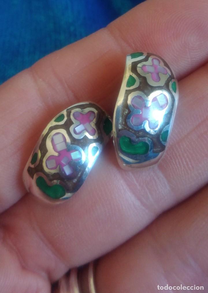Joyeria: PRECIOSOS PENDIENTES DE PLATA E INCRUSTACI&Oacute;N DE N&Aacute;CAR - Foto 1