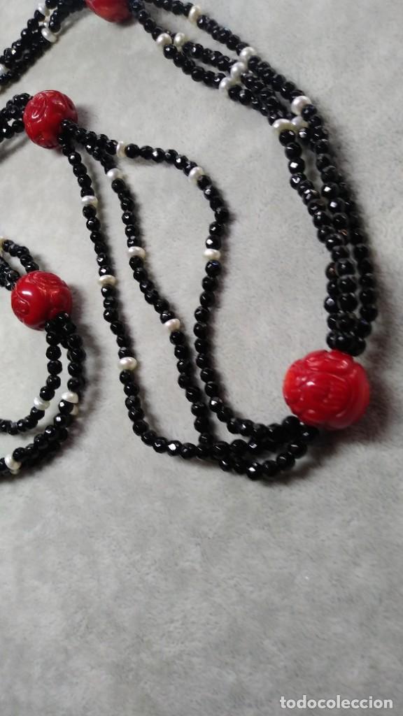 Joyeria: COLLAR LARGO DE &Oacute;NIX, PERLA Y CORAL LABRADO. - Foto 4
