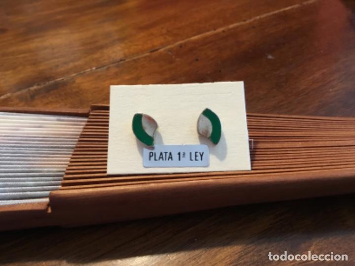 Joyeria: PENDIENTES DE PLATA .VINTAGE. ESMALTE VERDE - Foto 2