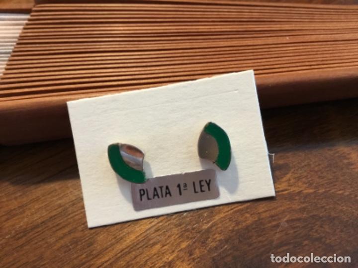 Joyeria: PENDIENTES DE PLATA .VINTAGE. ESMALTE VERDE - Foto 4