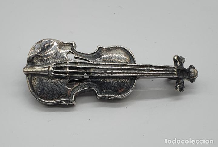 Joyeria: Broche antiguo art dec&oacute; con forma de viol&iacute;n en plata de ley . - Foto 3