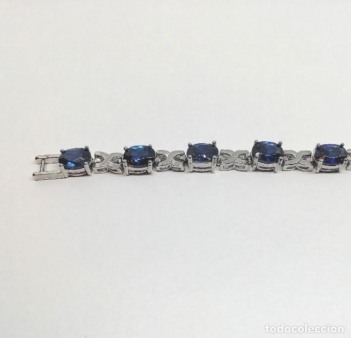 Joyeria: Pulsera plata y circonitas azules 18 cms. - Foto 2