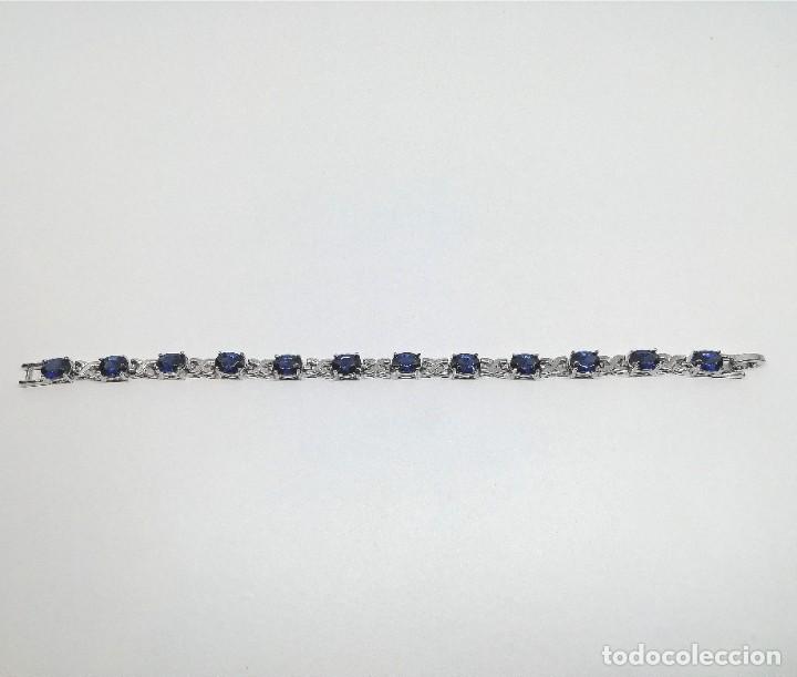 Joyeria: Pulsera plata y circonitas azules 18 cms. - Foto 3