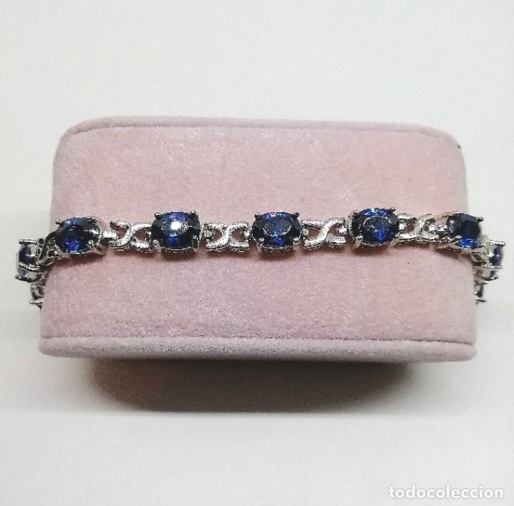 Joyeria: Pulsera plata y circonitas azules 18 cms. - Foto 4