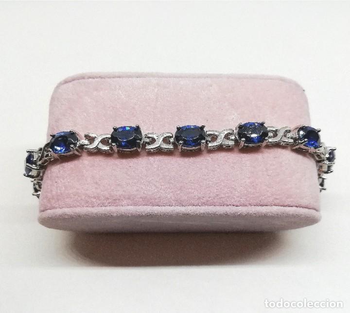 Joyeria: Pulsera plata y circonitas azules 18 cms. - Foto 5