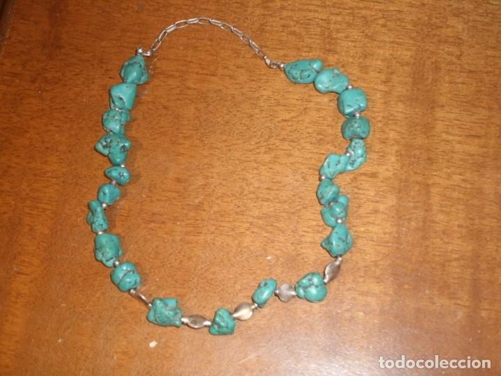 Joyeria: COLLAR DE TURQUESA NATURAL Y PLATA.VINTAGE. - Foto 1