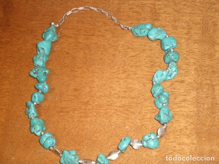 Joyeria: COLLAR DE TURQUESA NATURAL Y PLATA.VINTAGE. - Foto 2