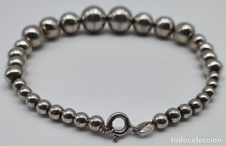 Joyeria: Pulsera antigua en perlas de plata de ley contrastada 925 . - Foto 2 - 219525247