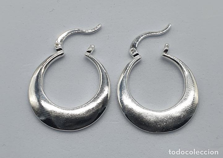 Joyeria: Pendientes de aro planos chapados en plata de ley 925 . - Foto 2