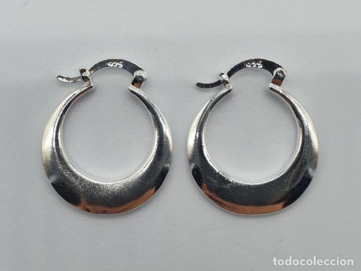 Joyeria: Pendientes de aro planos chapados en plata de ley 925 . - Foto 3