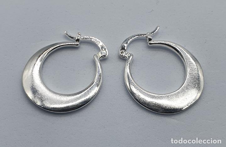 Joyeria: Pendientes de aro planos chapados en plata de ley 925 . - Foto 4