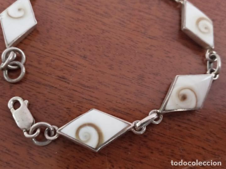 Joyeria: Pulsera de plata y orejitas de mar - rombos conchas narcar - Foto 4