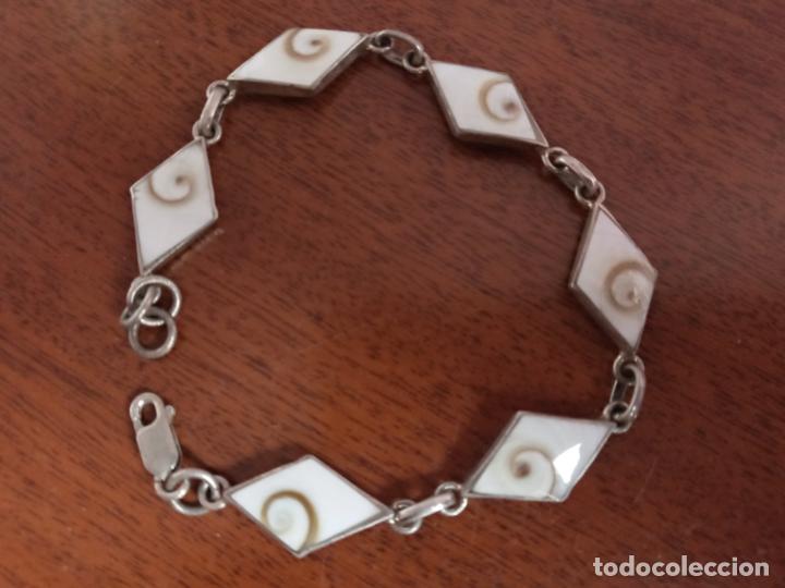 Joyeria: Pulsera de plata y orejitas de mar - rombos conchas narcar - Foto 1