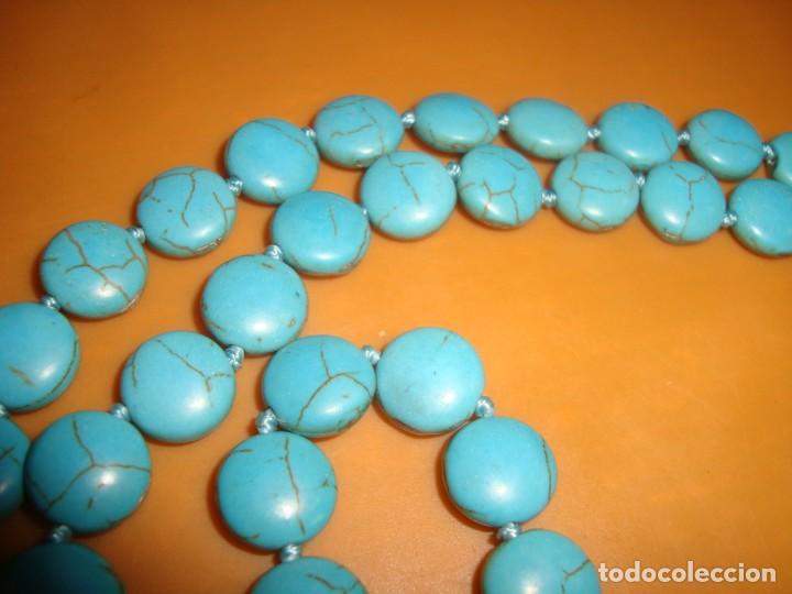 Joyeria: ESPECTACULAR Y ANTIGUO COLLAR DE TURQUEZAS, 120CM. - Foto 2