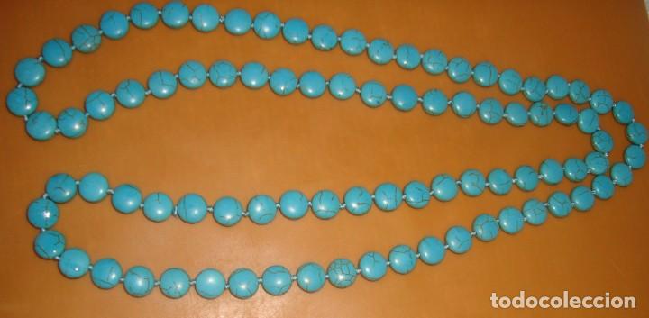 Joyeria: ESPECTACULAR Y ANTIGUO COLLAR DE TURQUEZAS, 120CM. - Foto 3