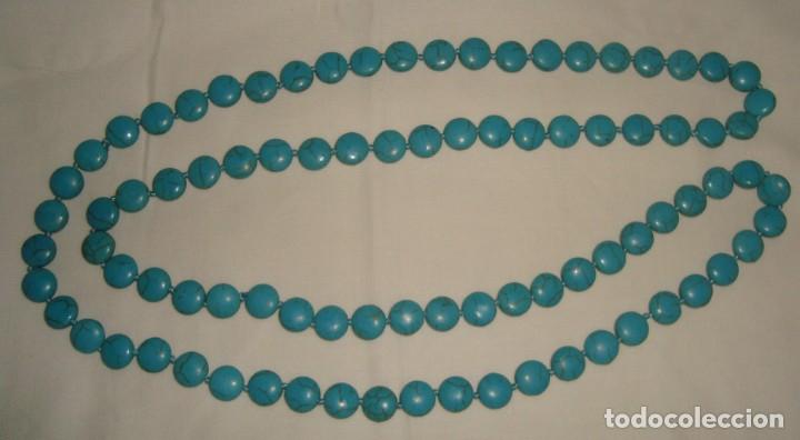 Joyeria: ESPECTACULAR Y ANTIGUO COLLAR DE TURQUEZAS, 120CM. - Foto 4