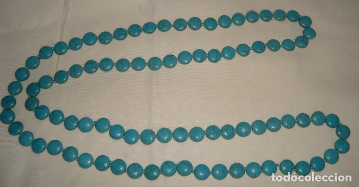 Joyeria: ESPECTACULAR Y ANTIGUO COLLAR DE TURQUEZAS, 120CM. - Foto 5