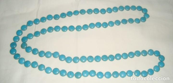 Joyeria: ESPECTACULAR Y ANTIGUO COLLAR DE TURQUEZAS, 120CM. - Foto 6