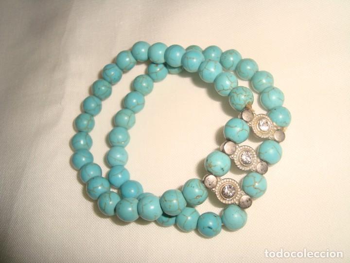 Joyeria: ESPECTACULAR Y ANTIGUPULCERA DE TURQUEZAS, 18CM. - Foto 1