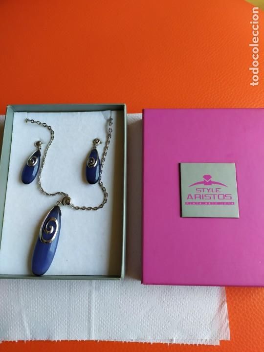 Joyeria: CONJUNTO DE PENDIENTES Y COLLAR PLATA ARISTOS STYLE. NUEVO. - Foto 2