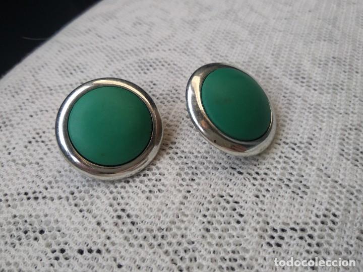 Joyeria: Pendientes verdes clip vintage - Foto 3