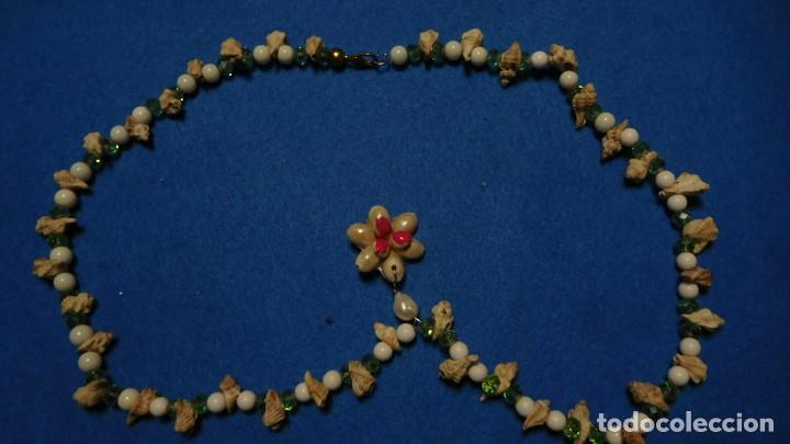 Joyeria: collar de bolas de jade, cristal y flor - Foto 1