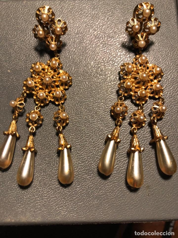 Joyeria: extraordinarios pendientes de plata dorada 8 cms - Foto 1