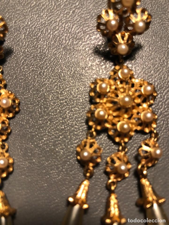 Joyeria: extraordinarios pendientes de plata dorada 8 cms - Foto 2