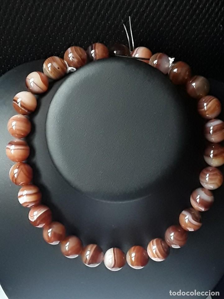 Joyeria: COLLAR HILO AGATA MARRON &rdquo;OJO DE HALCON &rdquo;. NUEVO. - Foto 1