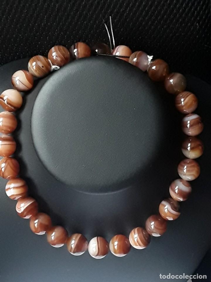 Joyeria: COLLAR HILO AGATA MARRON &rdquo;OJO DE HALCON &rdquo;. NUEVO. - Foto 2