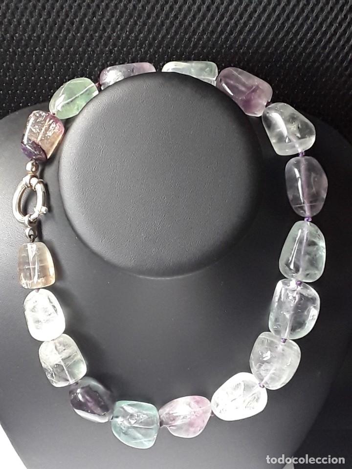 Joyeria: COLLAR DE FLUORITA CON CIERRE DE PLATA. NUEVO. - Foto 1