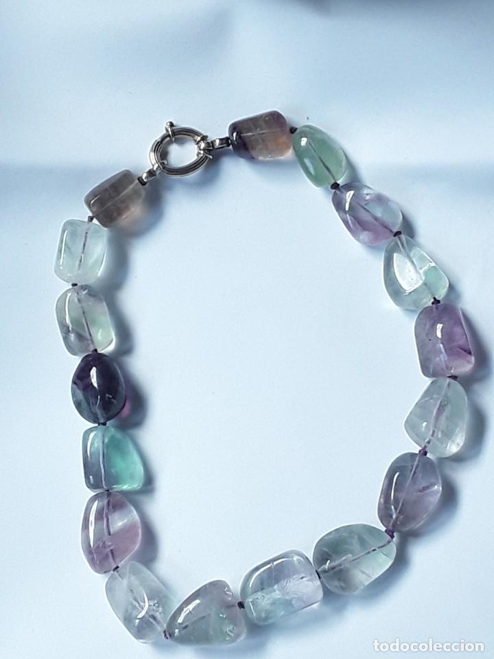 Joyeria: COLLAR DE FLUORITA CON CIERRE DE PLATA. NUEVO. - Foto 2