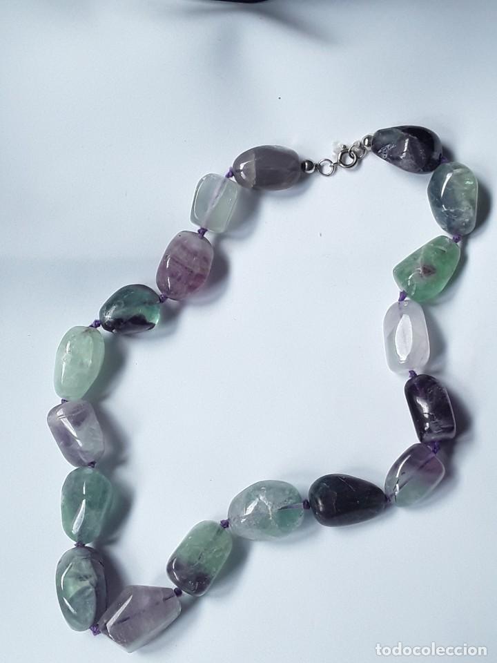 Joyeria: COLLAR DE FLUORITA CON CIERRE DE PLATA. NUEVO. - Foto 1