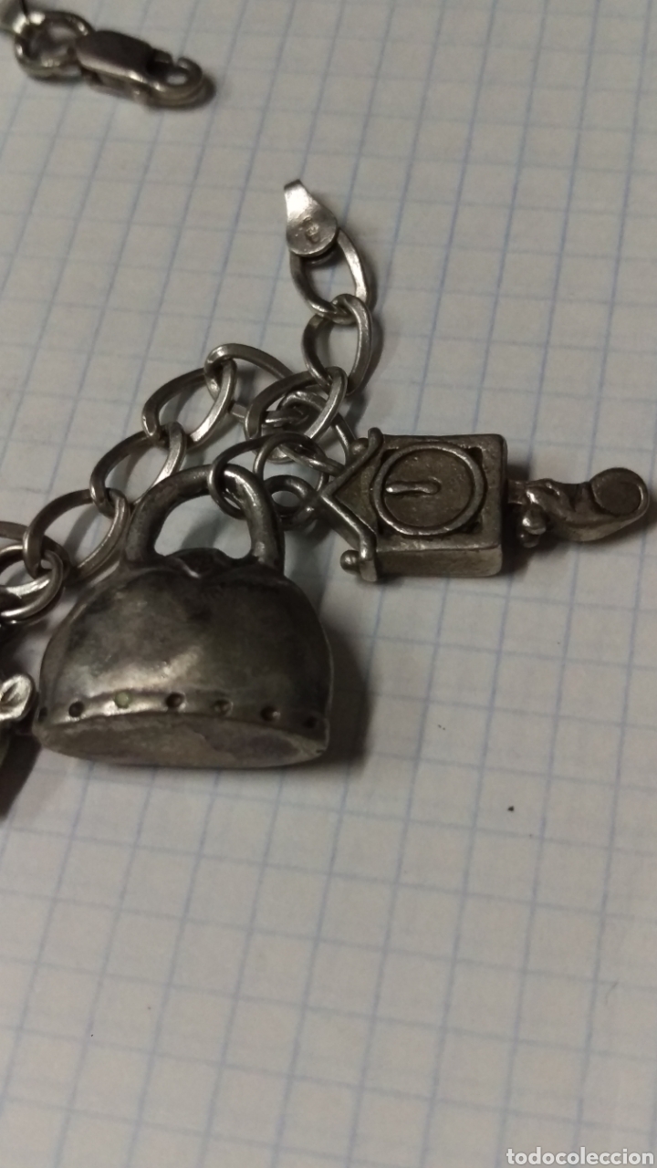 Joyeria: ANTIGUA PULSERA DE PLATA CON ABALORIOS. - Foto 2