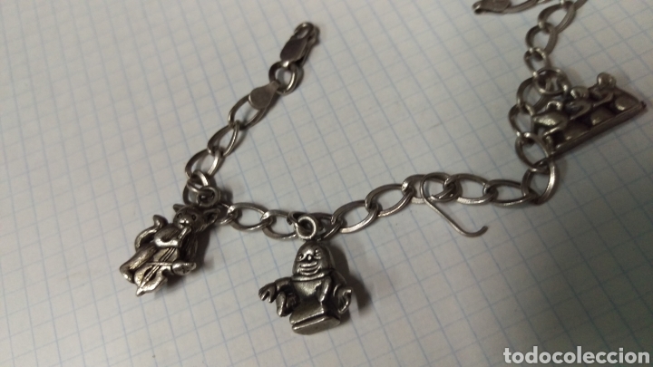 Joyeria: ANTIGUA PULSERA DE PLATA CON ABALORIOS. - Foto 4