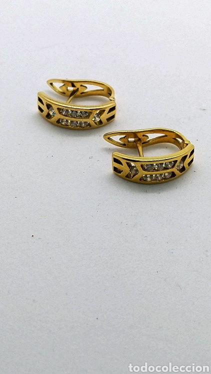 Joyeria: Pendientes circonita en oro 18 kts. 4,65grms.