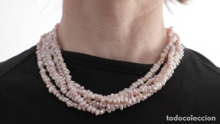 Joyeria: Collar de perlas rosadas de agua dulce. - Foto 6