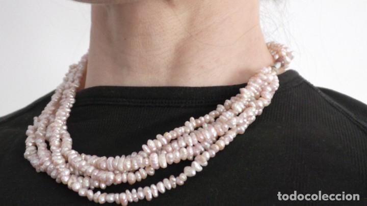Joyeria: Collar de perlas rosadas de agua dulce. - Foto 1