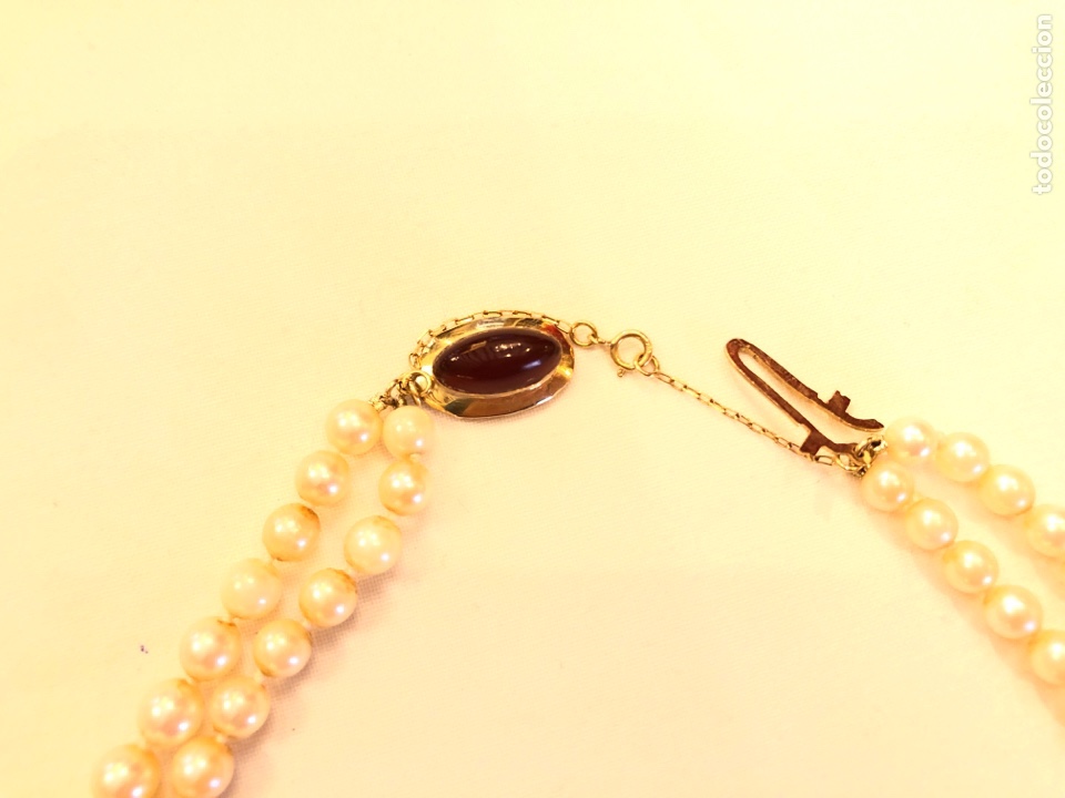 Joyeria: Collar de perlas cultivadas y broche de oro - Foto 3