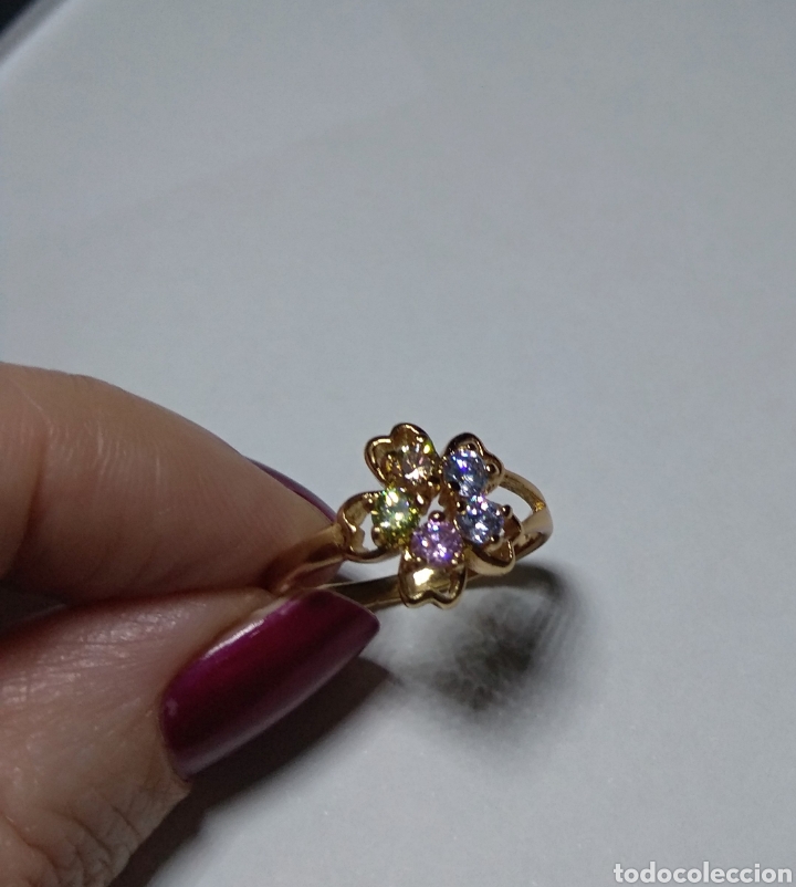 Joyeria: Anillo chapado en oro con circonitas multicolor - Foto 3