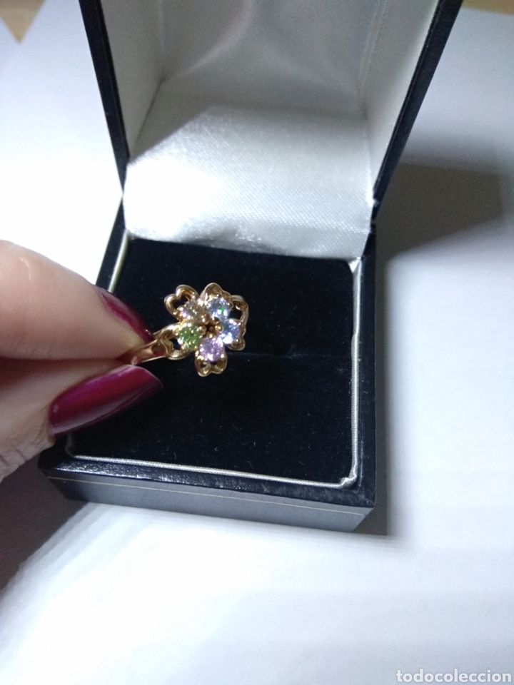 Joyeria: Anillo chapado en oro con circonitas multicolor - Foto 4