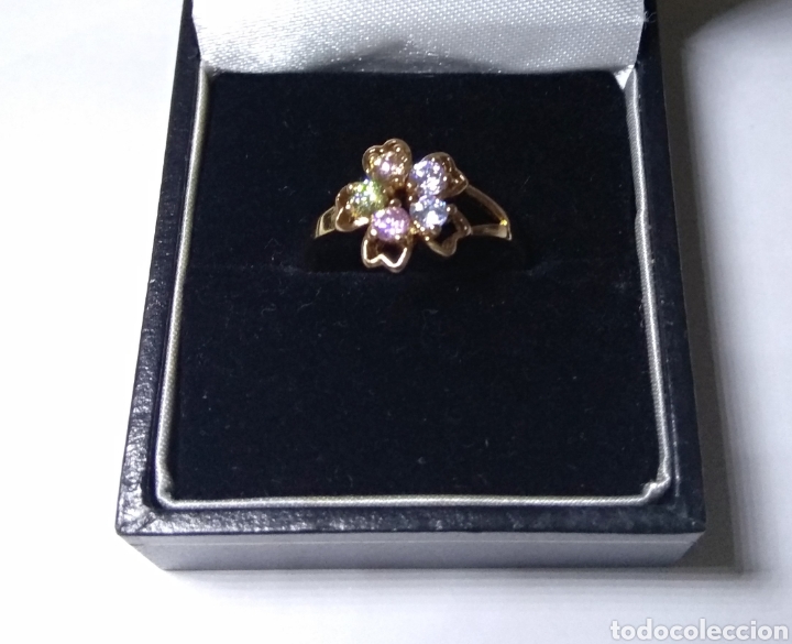 Joyeria: Anillo chapado en oro con circonitas multicolor - Foto 5