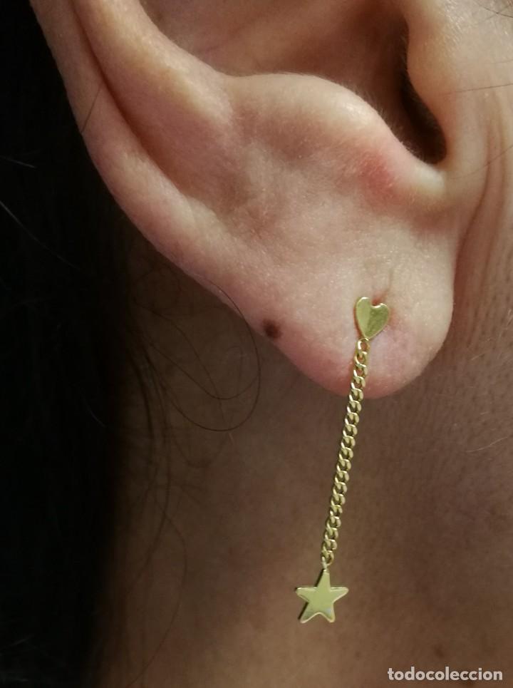 Joyeria: PENDIENTES ORO AMARILLO 18K CON FORMA DE CORAZON , CADENA Y ESTRELLA - Foto 8