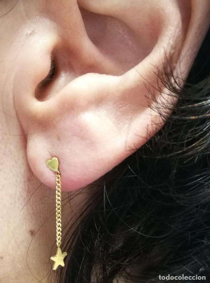 Joyeria: PENDIENTES ORO AMARILLO 18K CON FORMA DE CORAZON , CADENA Y ESTRELLA - Foto 12