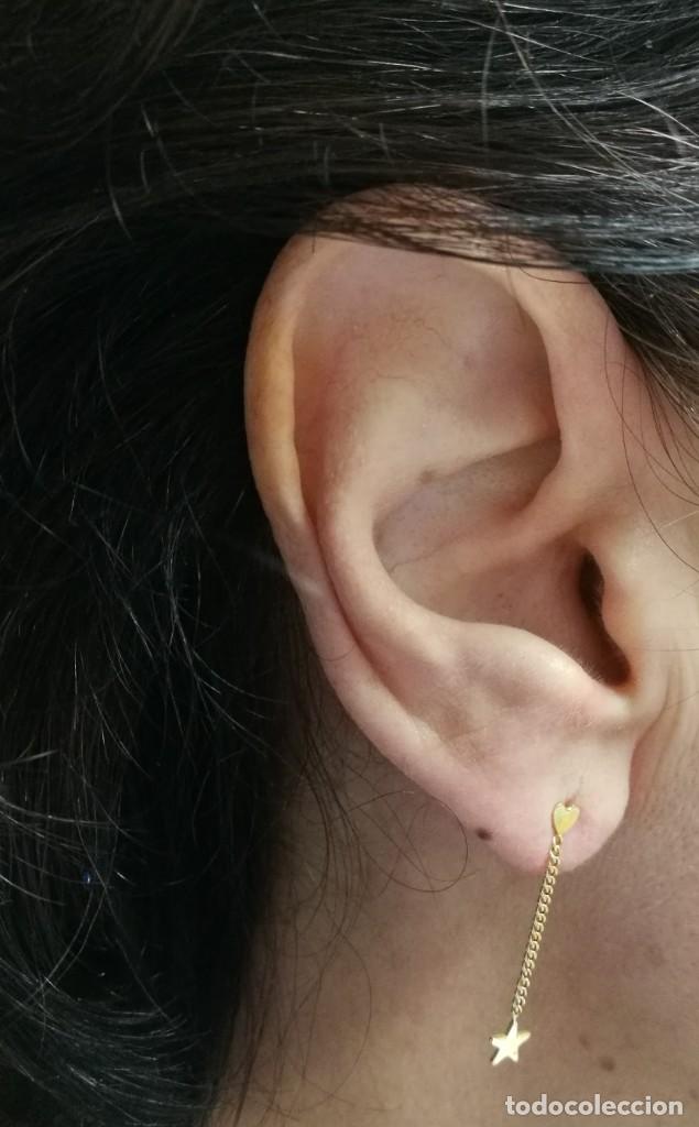 Joyeria: PENDIENTES ORO AMARILLO 18K CON FORMA DE CORAZON , CADENA Y ESTRELLA - Foto 3